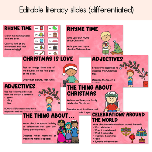 Resource preview 2 for The Thing About Christmas Editable Slides - Differentiated Writing, Maths and Design Prompts - Book Week 2026