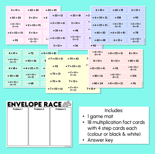 Resource preview 3 for Distributive Property (Flexible Partitioning in Multiplication) - Envelope Race - Multiplication Game