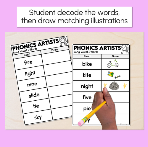 Resource preview 2 for Phonics Artists - Long Vowel I Words - Decodable Words Activity