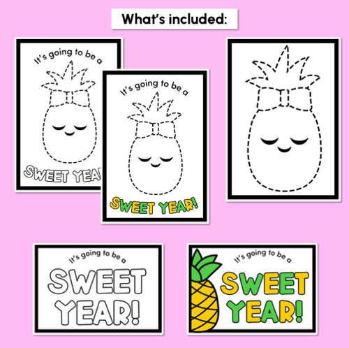 Resource preview 2 for Back To School Craft - It's Going To Be A Sweet Year - Pineapple Tracing