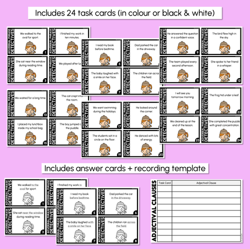 Resource preview 3 for Adverbial Phrase - Detective Task Cards