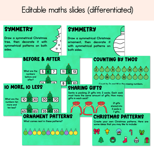 Resource preview 3 for The Thing About Christmas Editable Slides - Differentiated Writing, Maths and Design Prompts - Book Week 2026