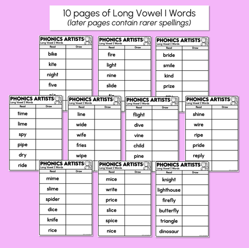 Resource preview 3 for Phonics Artists - Long Vowel I Words - Decodable Words Activity