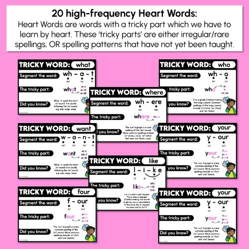 Resource preview 3 for High Frequency Heart Word Posters SET 2 - WORDS WITH TRICKY SPELLINGS
