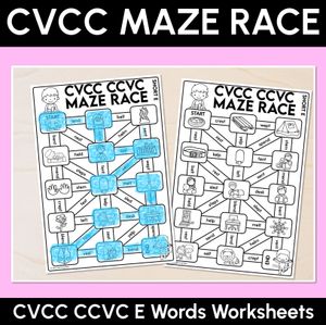 CVCC Words Maze Race - CVCC CCVC E Words Worksheets