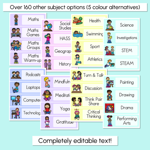 Resource preview 3 for Editable Visual Timetable or Class Schedule - The Wonderland Collection