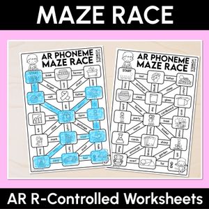 R-Controlled AR Words Maze Race - R-Controlled Vowel AR Words Worksheets