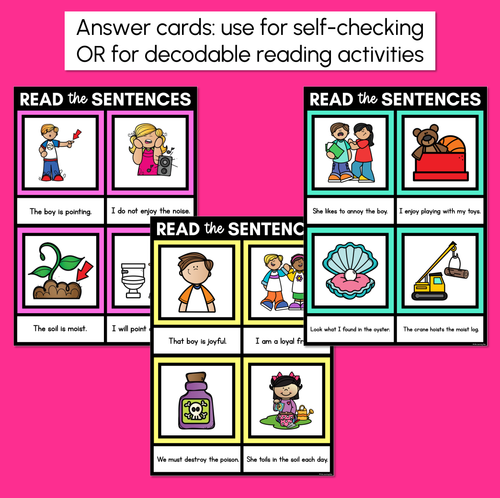 Resource preview 4 for OI Diphthong Decodable Sentence Mats - Read & Match