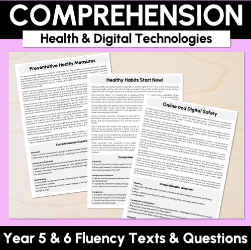 Resource preview 1 for Year 5 & 6 Fluency Texts & Comprehension Questions - Health & Digital Technologies