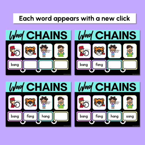 Resource preview 3 for Consonant Digraph Word Chains for Beginning, Middle & End Sounds - Decodable PowerPoint
