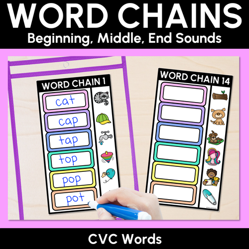 Resource preview 2 for Word Chains for CVC Words Bundle