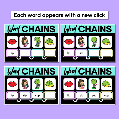 Resource preview 3 for Long Vowel A Word Chains for Beginning, Middle & End Sounds - Decodable PowerPoint
