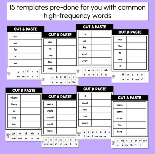 Resource preview 2 for High Frequency Words Cut & Paste - Print & Go Phonics Activities