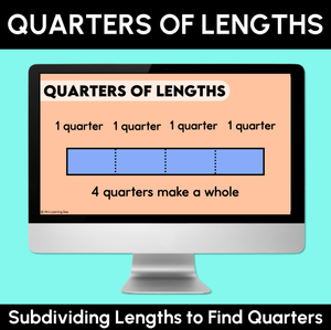 Quarters of Lengths - Subdividing Length to Find Quarters Digital Slides