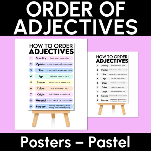Resource preview 1 for Order of Adjectives – Pastel Poster Display