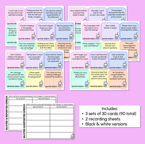 Resource preview 3 for Quoted & Reported Speech - Partner or Class Game