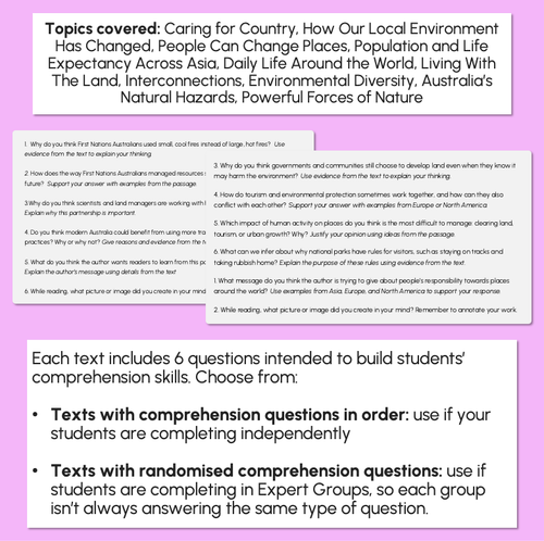 Resource preview 3 for Year 5/6 Geography Comprehension - Fluency Texts, Questions & Teaching Slides