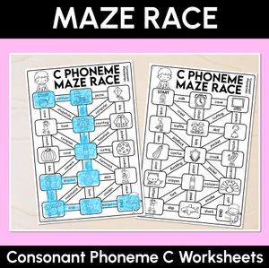 Consonant Phoneme C Words Maze Race - Consonant C Words Worksheets