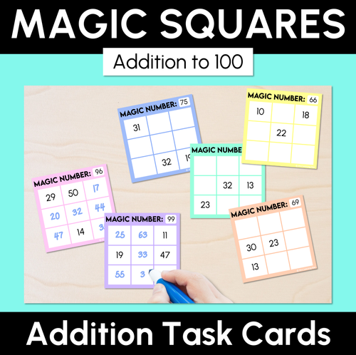 Resource preview 1 for Magic Squares - Addition to 100 - Task Cards