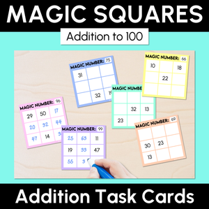 Magic Squares - Addition to 100 - Task Cards