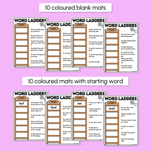 Resource preview 3 for Word Ladders - Find the Clue - Long Vowel E Words