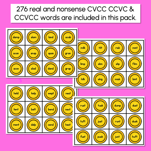 Resource preview 3 for Real and Nonsense CVCC CCVC CCVCC Words Phonics Game - BURIED TREASURE