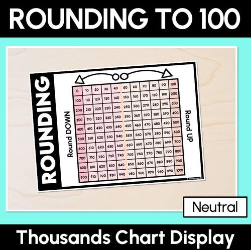 Resource preview 1 for Rounding to Nearest Hundred  - Thousands Chart Display & Desk Companion (Neutral)