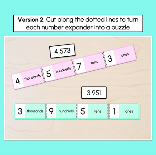 Resource preview 3 for Number Expander Matching Task Cards - Place Value with 4-Digit Numbers