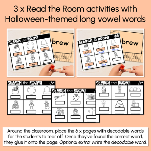 Resource preview 2 for Halloween Scoot - Halloween-Themed Read the Room & Write the Room - Long Vowels
