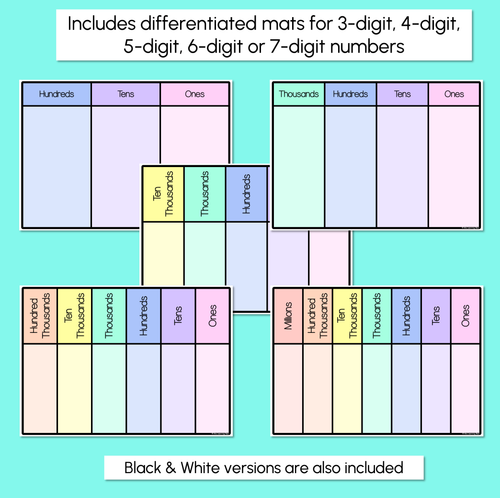 Resource preview 3 for Place Value Mats - Student Templates
