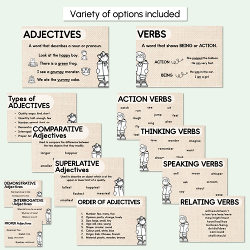 Resource preview 3 for Parts of Speech Posters - The Greenhouse Collection - Natural Classroom Decor