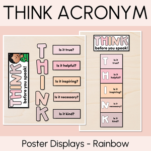 THINK Acronym Posters - Neutral Classroom Decor