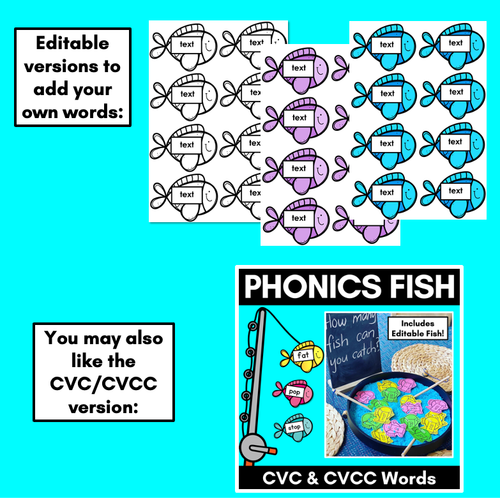 Resource preview 4 for HIGH FREQUENCY WORD FISH - Editable Magnetic Fish Templates