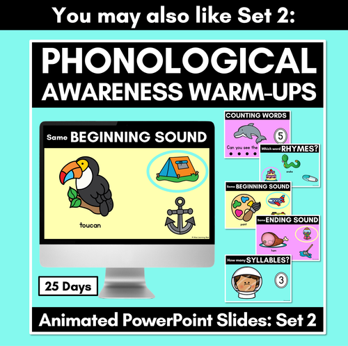 Resource preview 5 for Phonological Awareness Warm Up PowerPoint Slides - Set 1