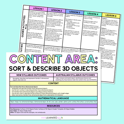 Resource preview 4 for Sort & Describe 3D Objects - Grade 1 and 2 Unit of Work