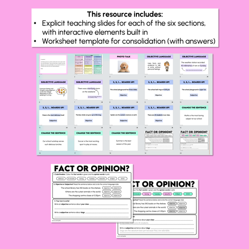 Resource preview 4 for Subjective and Objective Language - Explicit Instruction Teaching Script - Year 4 Fact & Opinion
