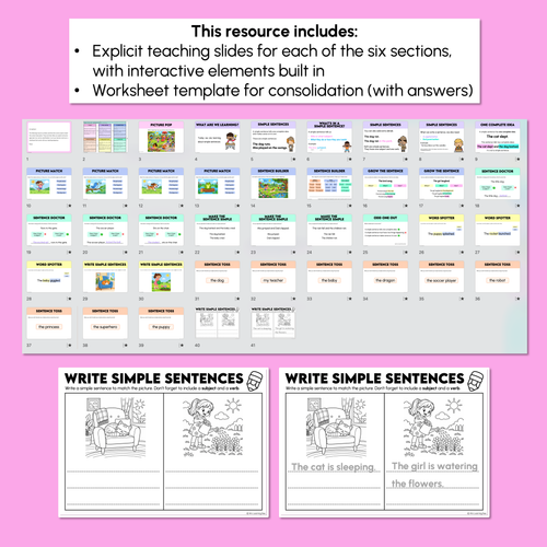Resource preview 4 for Understanding Simple Sentences - Explicit Instruction Teaching Script - Year 1 & 2 Simple Sentences