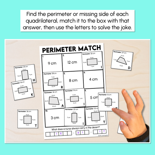 Resource preview 2 for Measuring Perimeters of Quadrilaterals - Perimeter Match Activity