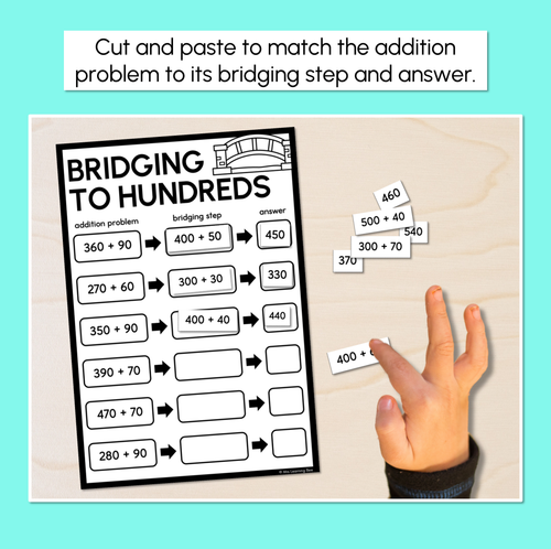 Resource preview 2 for Bridging to 100s - Cut & Paste Addition Activity