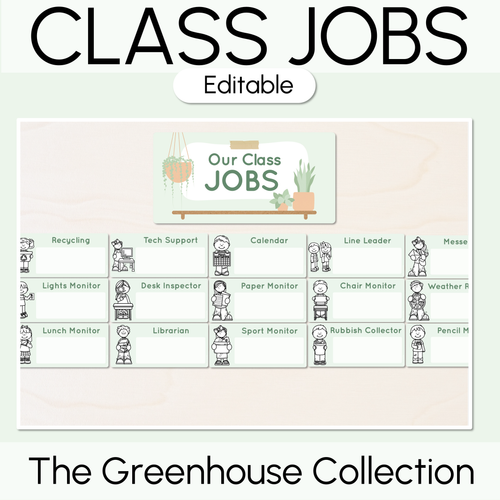 Resource preview 1 for Editable Class Jobs Display - The Greenhouse Collection - Natural Classroom Decor
