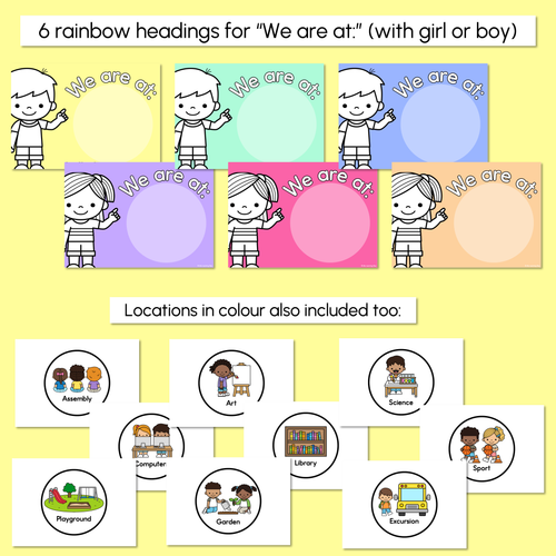 Resource preview 4 for Where Are We? Classroom Display - Rainbow Classroom Decor