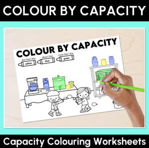 Colour by Capacity Worksheets (Less Than, About or More Than 1 Litre)