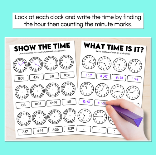 Resource preview 2 for What Time Is It? - Time to the Minute Printables