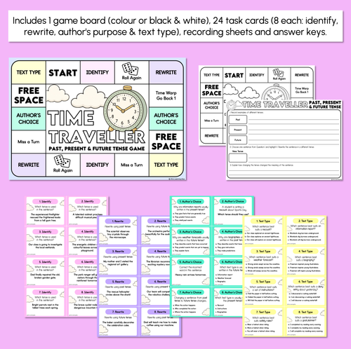 Resource preview 3 for Past, Present & Future Tense - Time Traveller - Tenses Game