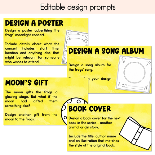 Resource preview 4 for Frog's First Song Editable Slides - Differentiated Writing, Maths and Design Prompts - Book Week 2026