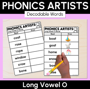 Phonics Artists - Long Vowel O Words - Decodable Words Activity