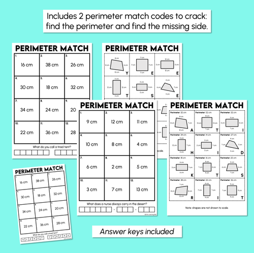 Resource preview 3 for Measuring Perimeters of Quadrilaterals - Perimeter Match Activity