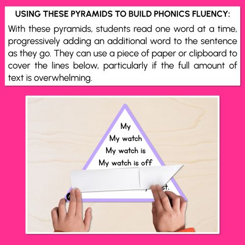 Resource preview 3 for SHORT VOWEL PHONEME O WORDS - Decodable Sentence Pyramids - Phonics Fluency