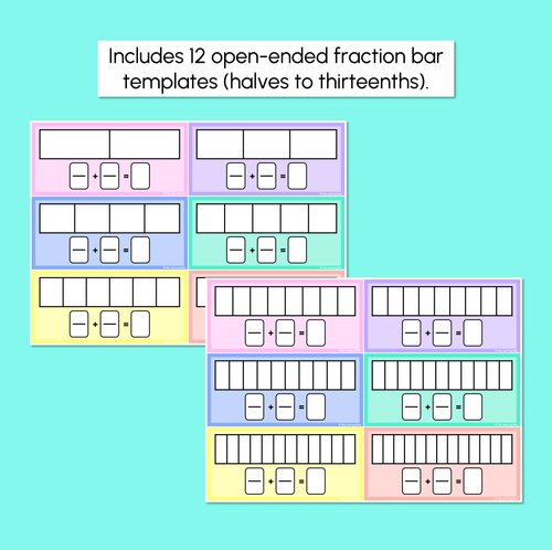Resource preview 3 for Fraction Bars – Open-Ended Fraction Templates