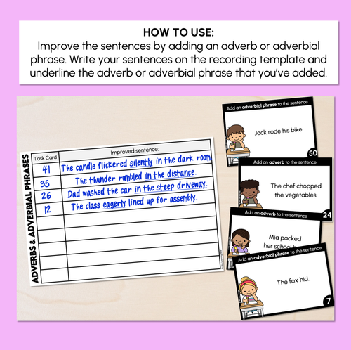 Resource preview 2 for Adverbs & Adverbial Phrases Task Cards